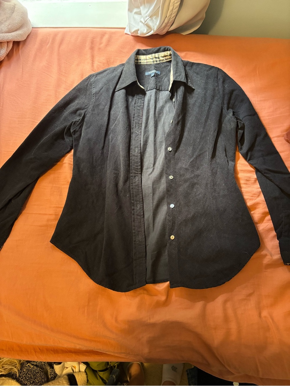 Burberry Black Corduroy Button-Up Shirt Size S
